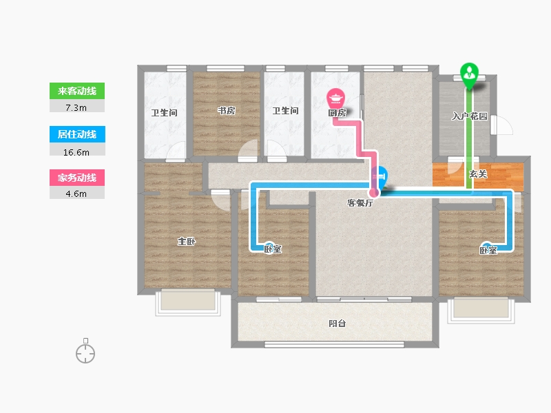 江苏省-苏州市-唐宁府-132.50-户型库-动静线