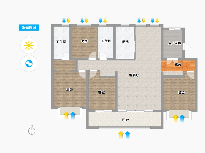 江苏省-苏州市-唐宁府-132.50-户型库-采光通风