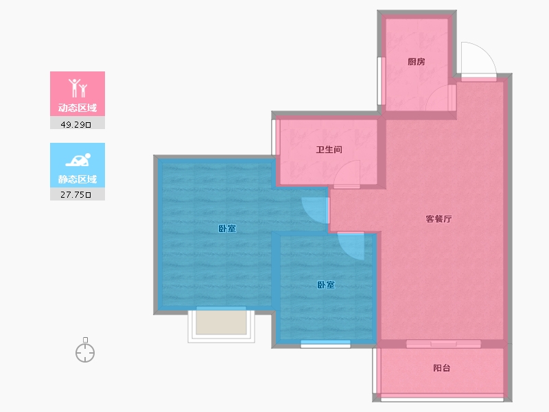 陕西省-宝鸡市-虢悦东郡-68.72-户型库-动静分区