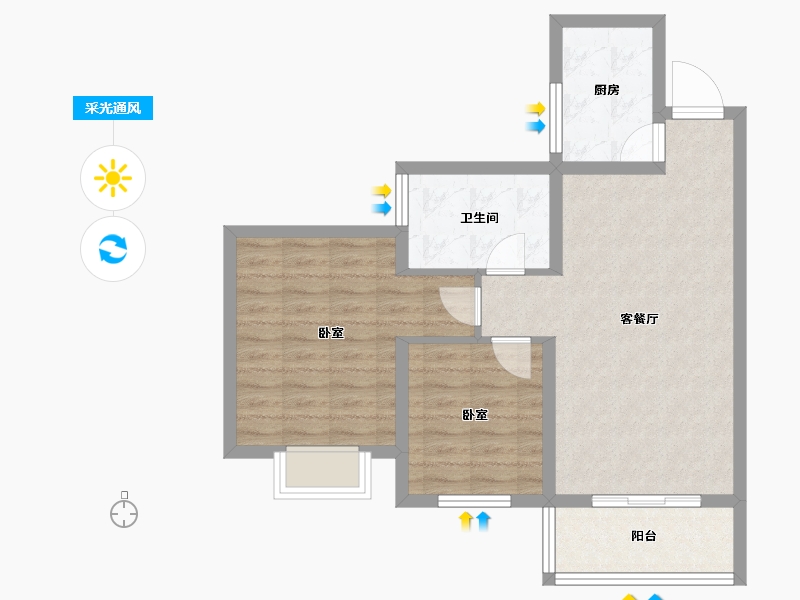 陕西省-宝鸡市-虢悦东郡-68.72-户型库-采光通风