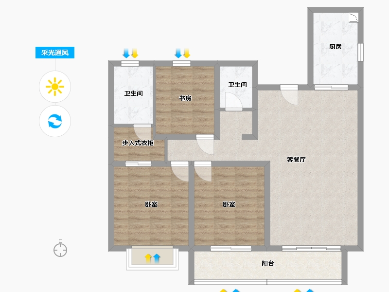 山西省-太原市-太原绿地城-94.30-户型库-采光通风