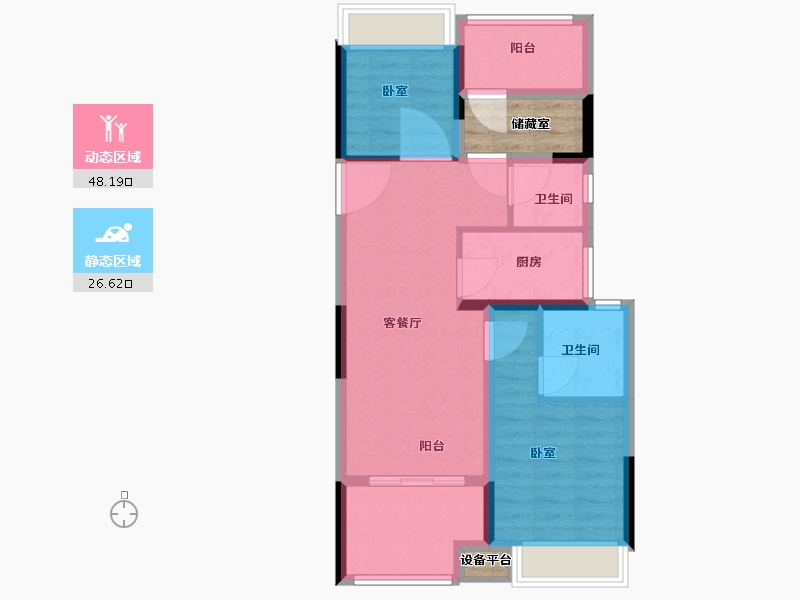 浙江省-杭州市-嘉裕天城二期-71.00-户型库-动静分区