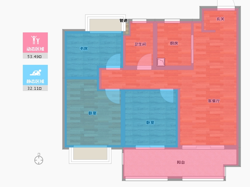 江苏省-苏州市-尚隽华庭-76.09-户型库-动静分区