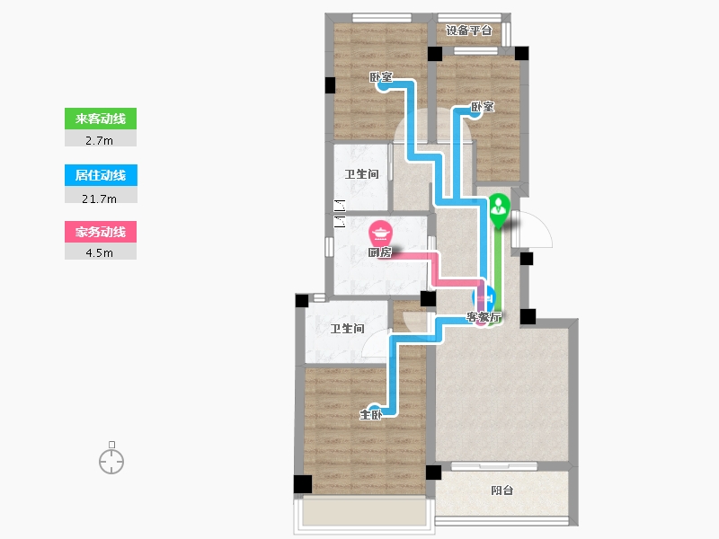 浙江省-杭州市-地铁万科未来天空之城-73.71-户型库-动静线