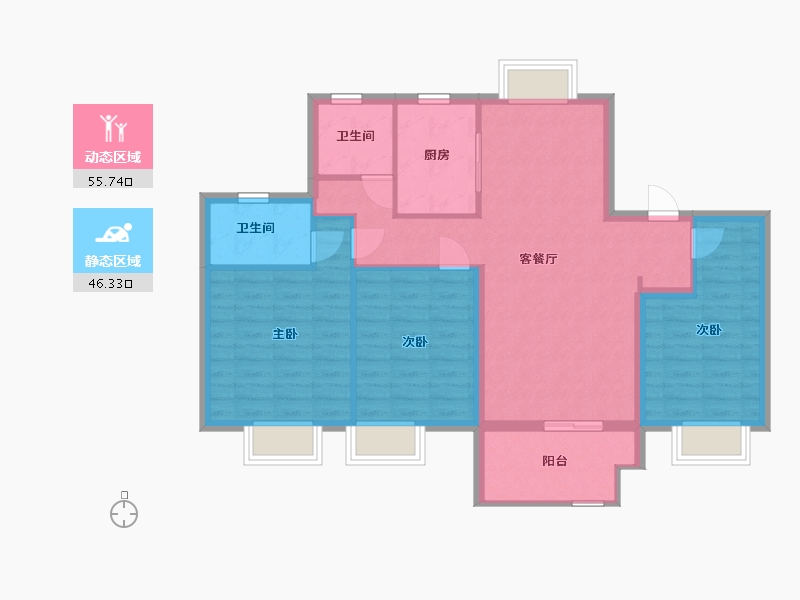 江苏省-南通市-悦湖四季-92.00-户型库-动静分区