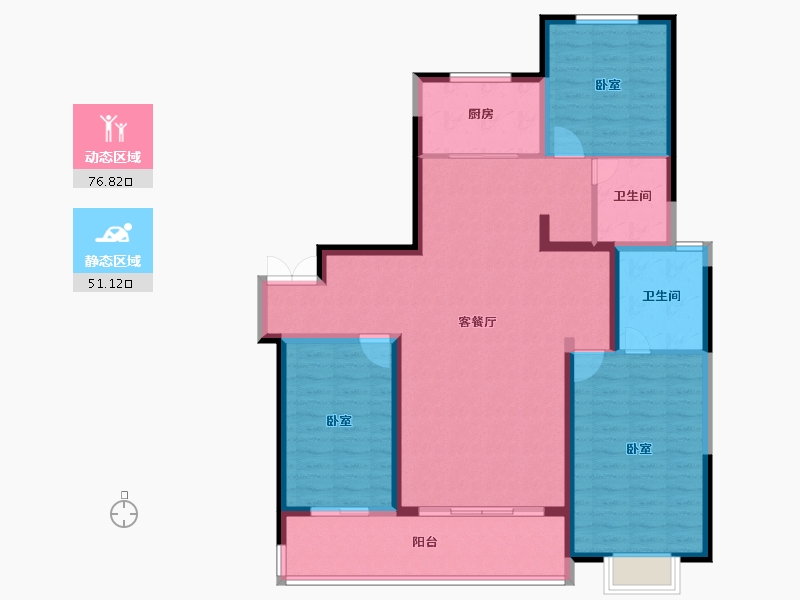 陕西省-西安市-富力开远城-115.64-户型库-动静分区