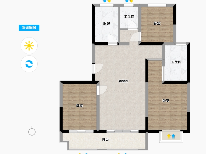 江苏省-盐城市-东台恒大翡翠龙庭-95.00-户型库-采光通风