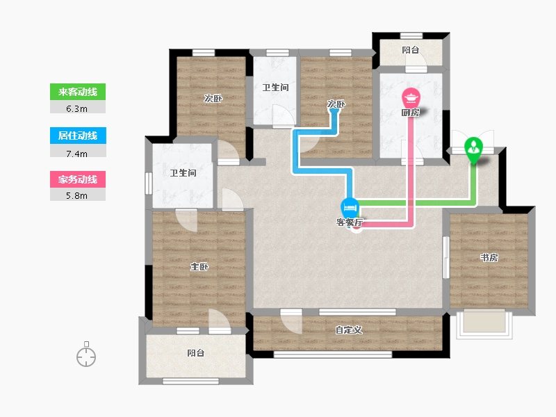 青海省-西宁市-中房海东萨尔斯堡-116.90-户型库-动静线