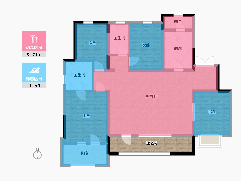 青海省-西宁市-中房海东萨尔斯堡-116.90-户型库-动静分区