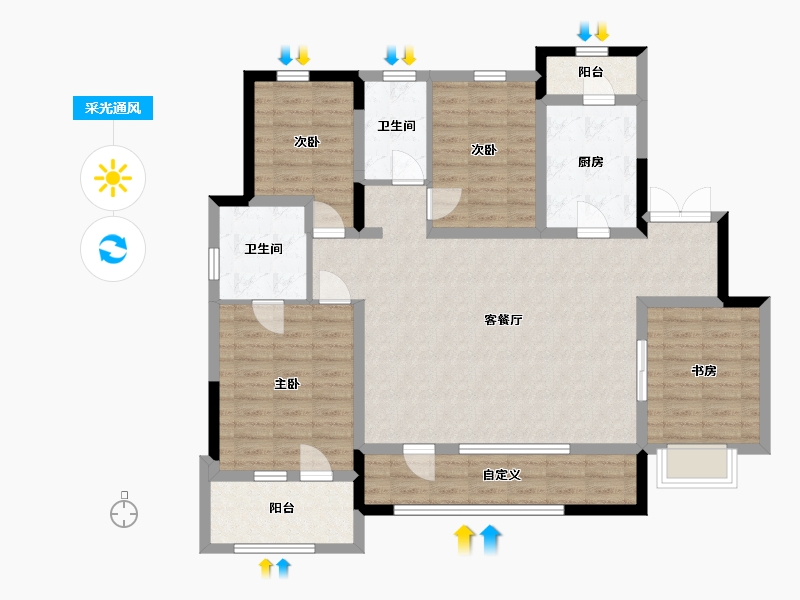 青海省-西宁市-中房海东萨尔斯堡-116.90-户型库-采光通风