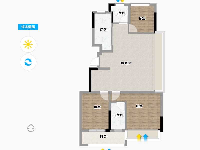 浙江省-杭州市-阳光城保亿•翡丽云邸-85.00-户型库-采光通风