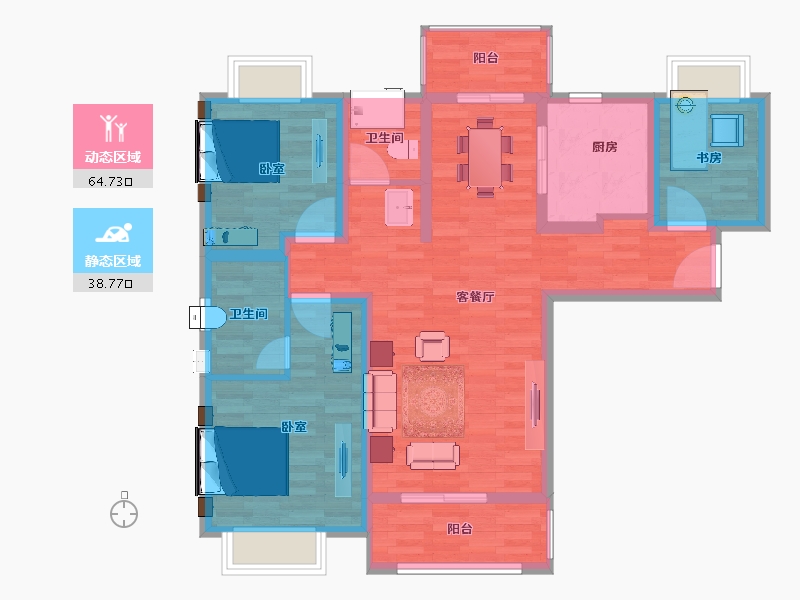 江苏省-南京市-禹洲吉庆里-92.00-户型库-动静分区