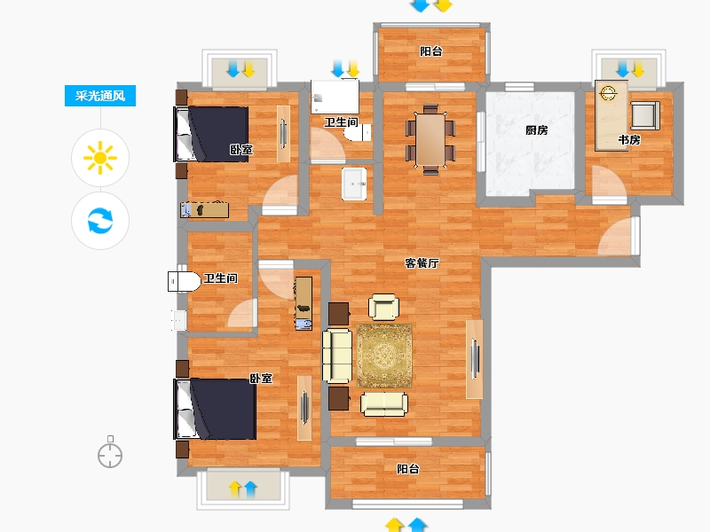 江苏省-南京市-禹洲吉庆里-92.00-户型库-采光通风