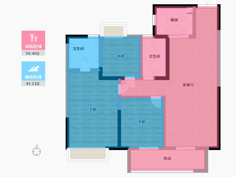 江苏省-盐城市-吾悦和府沁园-88.00-户型库-动静分区