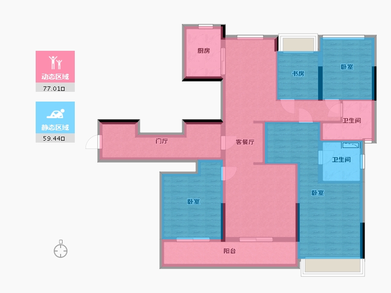 浙江省-杭州市-融创玖樟台-120.65-户型库-动静分区