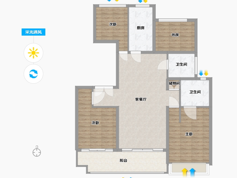 江苏省-苏州市-豪门府邸峯景-117.31-户型库-采光通风