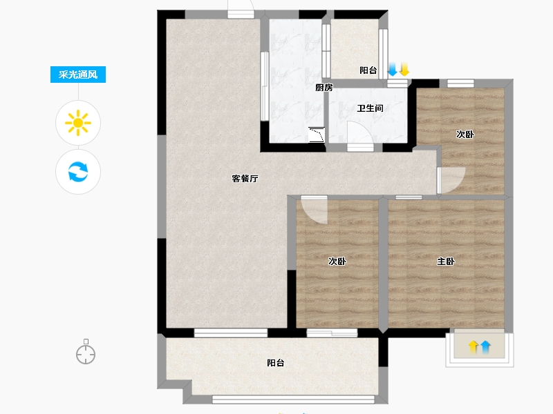 江苏省-淮安市-建华玖珑湾-82.60-户型库-采光通风