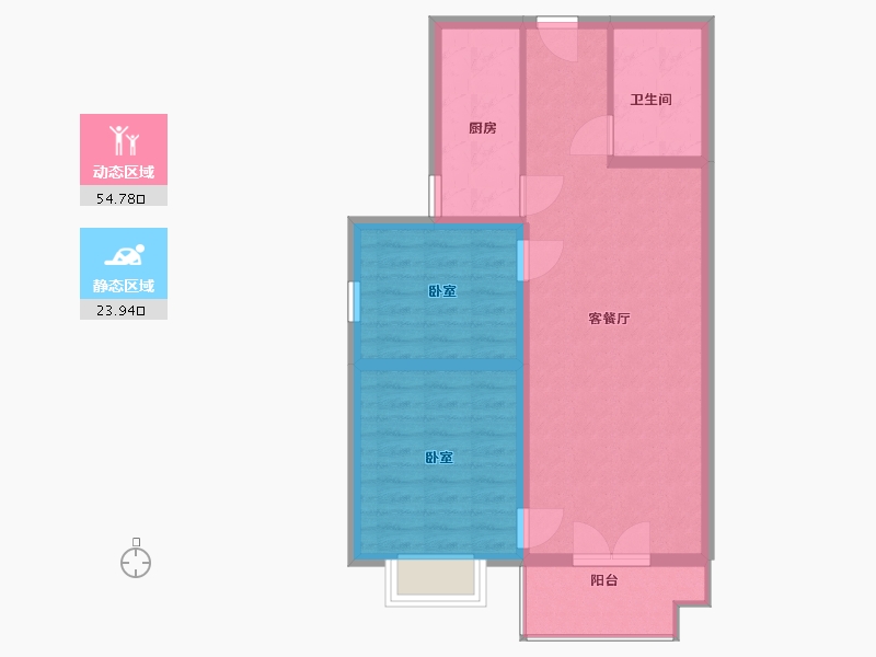 山西省-太原市-半山中庭-70.69-户型库-动静分区