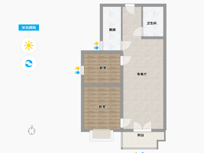 山西省-太原市-半山中庭-70.69-户型库-采光通风