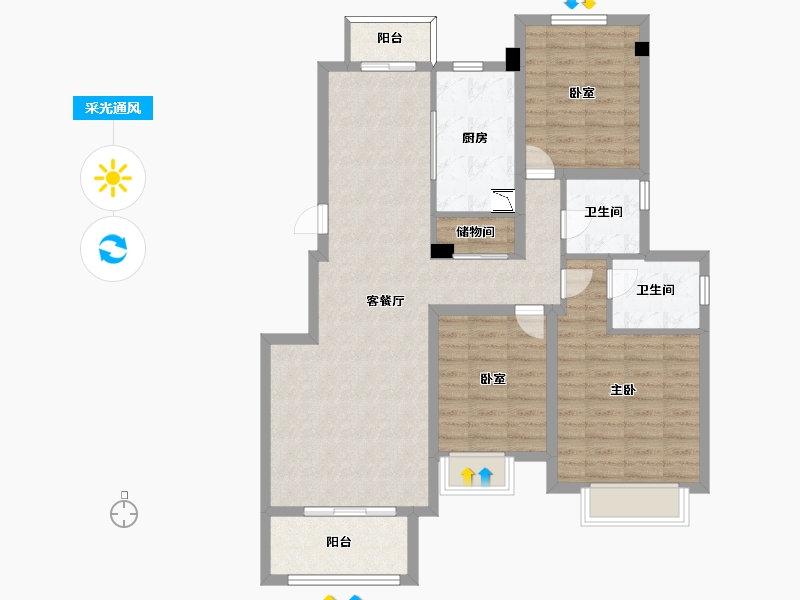 江苏省-无锡市-复地公园城邦达令港-98.13-户型库-采光通风