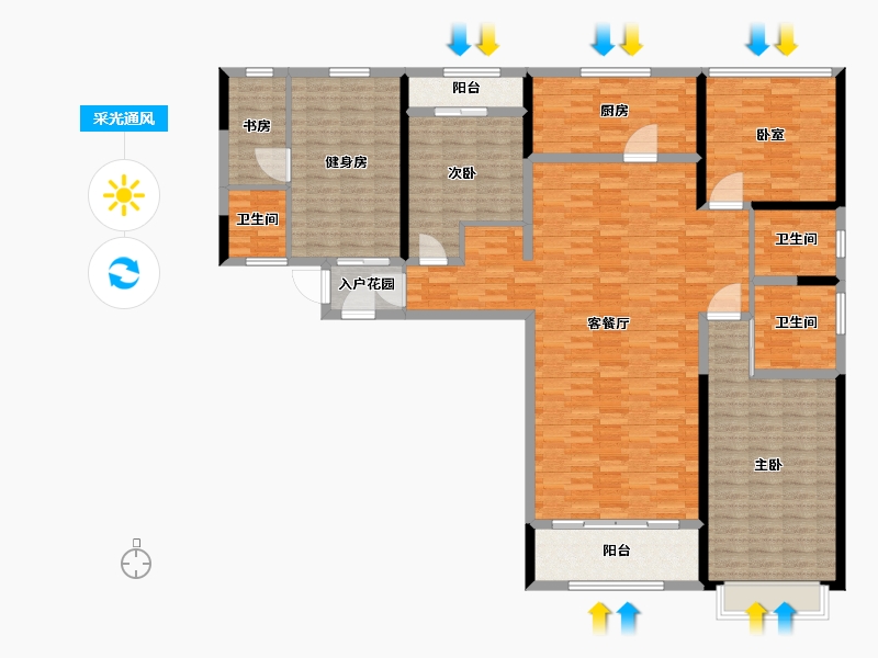 青海省-西宁市-天桥相府-166.53-户型库-采光通风