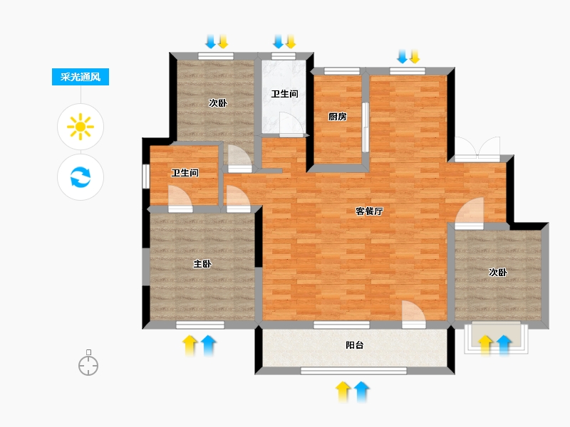 青海省-西宁市-中房海东萨尔斯堡-96.33-户型库-采光通风