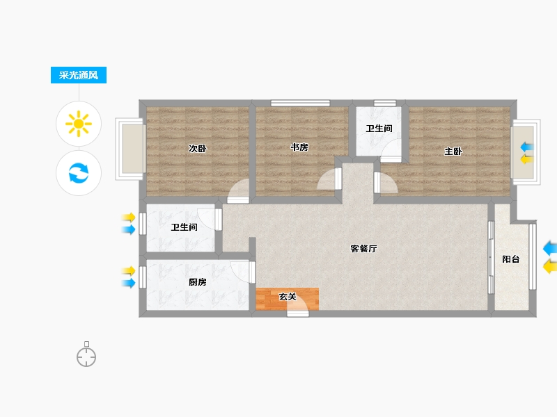 陕西省-宝鸡市-盈泰·翡翠锦城-92.04-户型库-采光通风