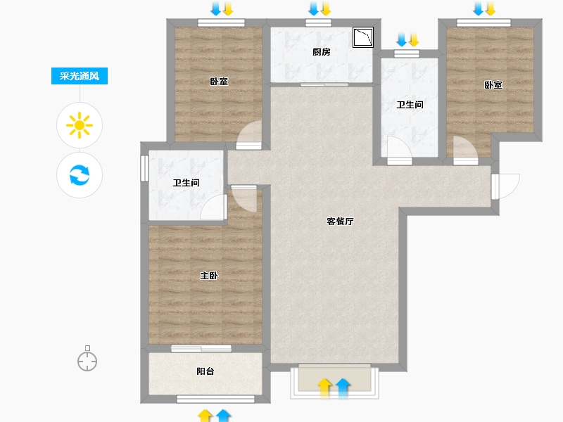 陕西省-咸阳市-玺园-92.00-户型库-采光通风