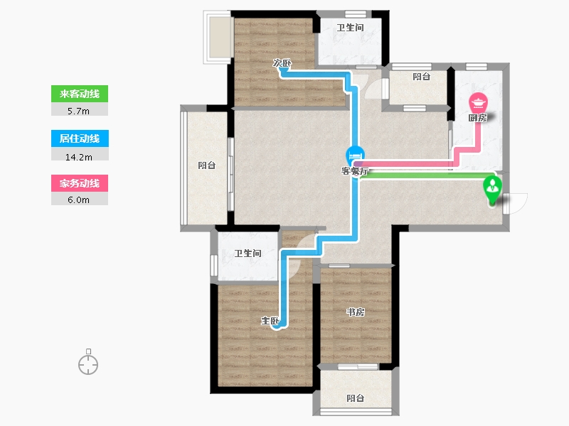 江苏省-淮安市-建华玖珑湾-98.40-户型库-动静线