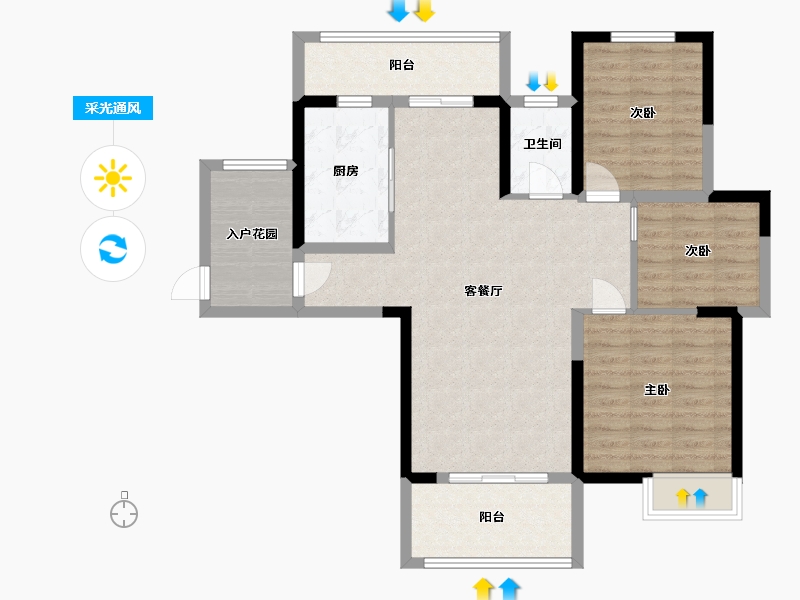 江苏省-淮安市-建华玖珑湾-92.99-户型库-采光通风