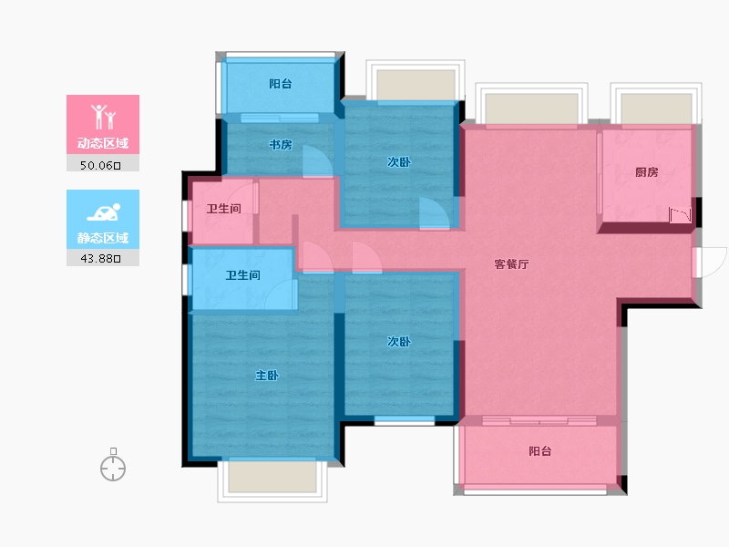 广东省-东莞市-碧桂园松湖珑悦-83.00-户型库-动静分区