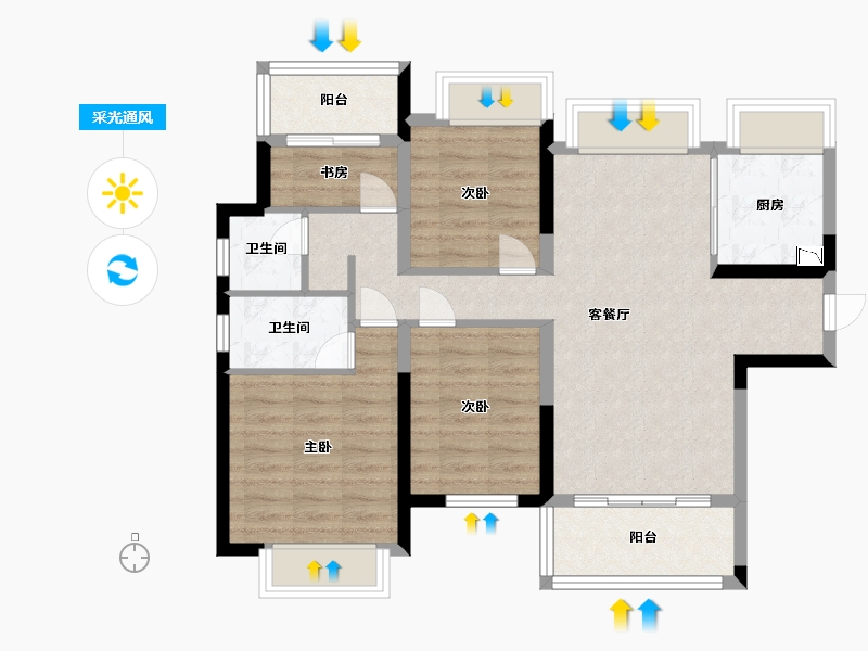 广东省-东莞市-碧桂园松湖珑悦-83.00-户型库-采光通风