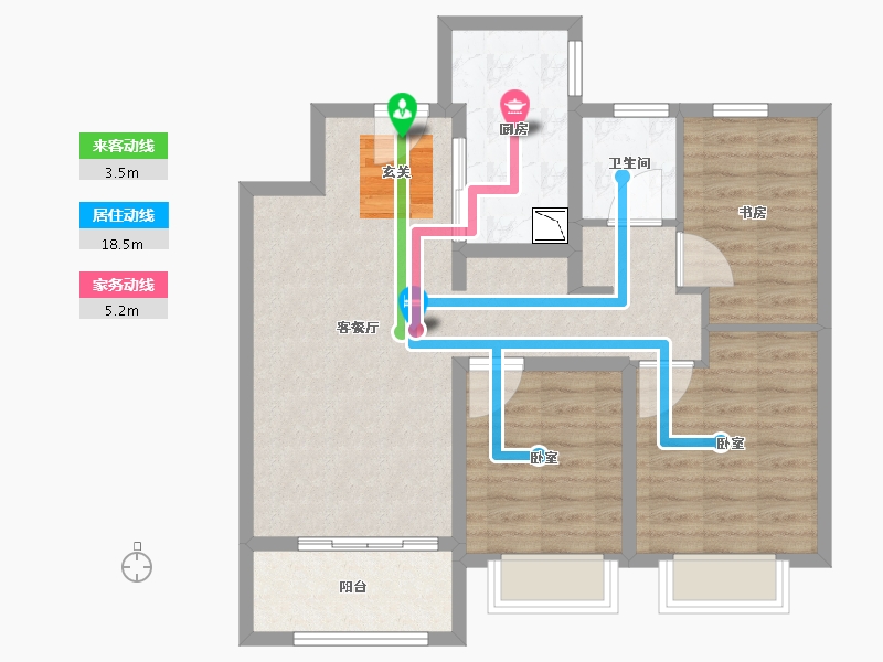 陕西省-咸阳市-玺园-80.36-户型库-动静线