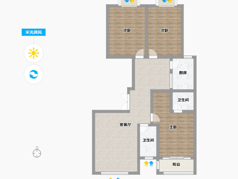 陕西省-安康市-金力源名苑-103.22-户型库-采光通风