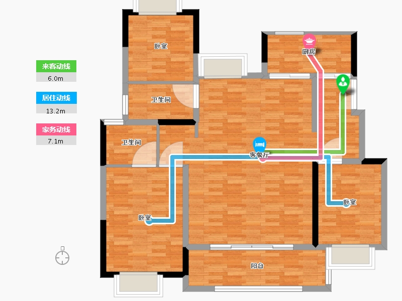 江苏省-南通市-海门沁园-103.94-户型库-动静线