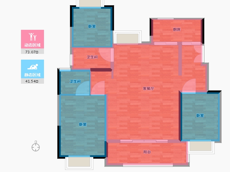 江苏省-南通市-海门沁园-103.94-户型库-动静分区