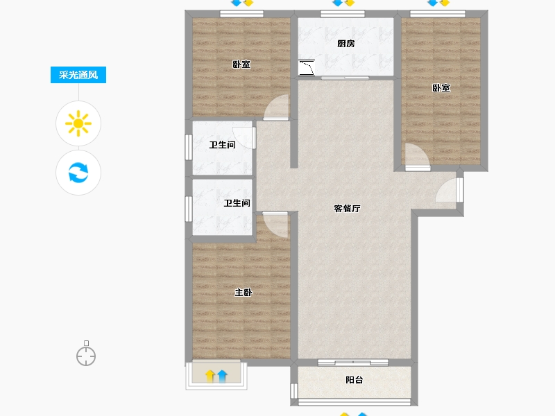 陕西省-咸阳市-华泰玉景台-109.98-户型库-采光通风