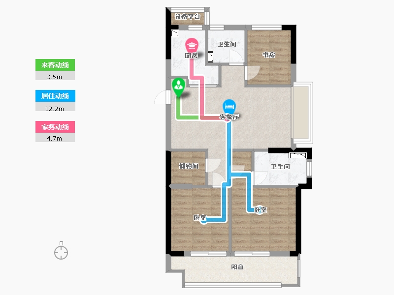 浙江省-宁波市-耀悦云庭-74.00-户型库-动静线