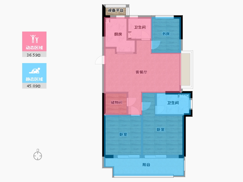 浙江省-宁波市-耀悦云庭-74.00-户型库-动静分区