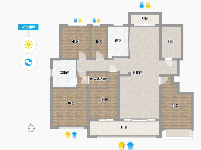 浙江省-杭州市-融创玖樟台-128.89-户型库-采光通风