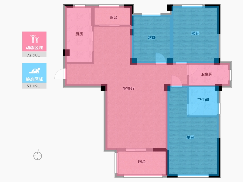 江苏省-淮安市-亿力未来城-113.90-户型库-动静分区