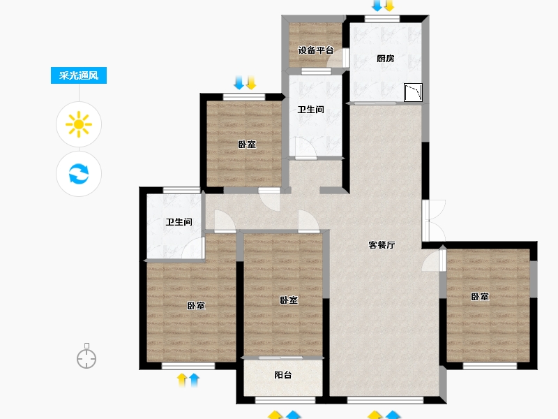 宁夏回族自治区-银川市-中房玺云台-115.00-户型库-采光通风