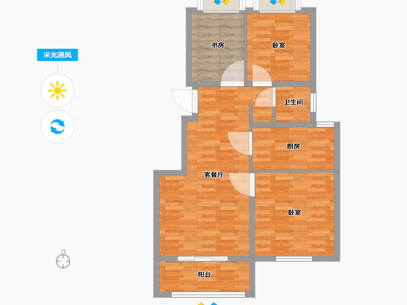 江苏省-南通市-橙园-72.00-户型库-采光通风