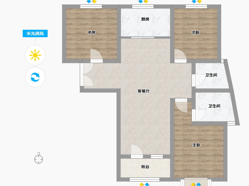 青海省-西宁市-新华联国际旅游城-81.70-户型库-采光通风