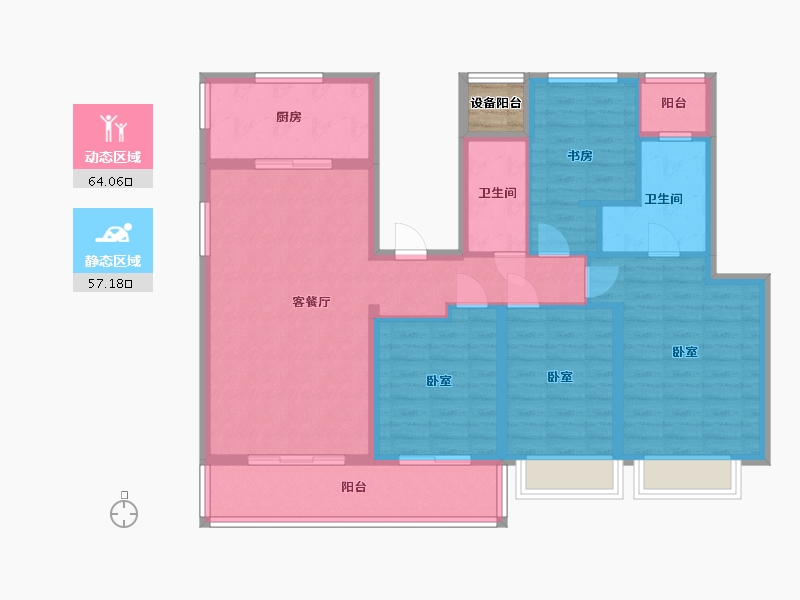 浙江省-宁波市-铂橙+-110.00-户型库-动静分区