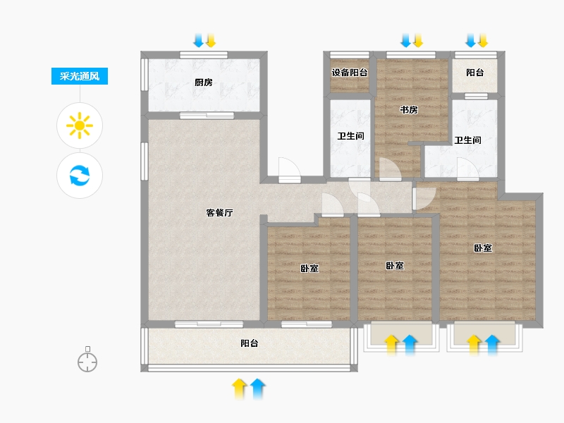 浙江省-宁波市-铂橙+-110.00-户型库-采光通风