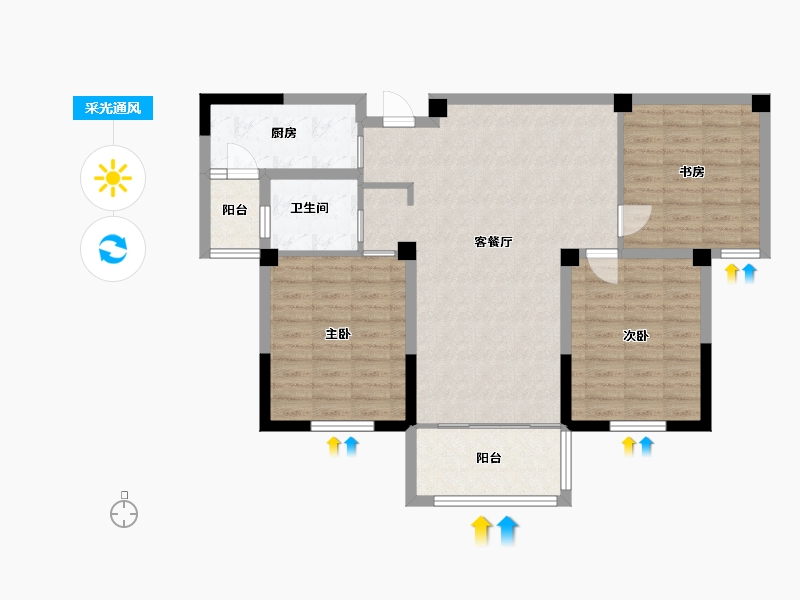 江苏省-淮安市-亿力未来城-92.44-户型库-采光通风