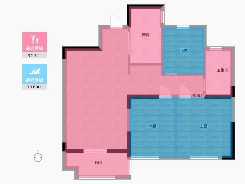 江苏省-淮安市-绿地御园-74.40-户型库-动静分区