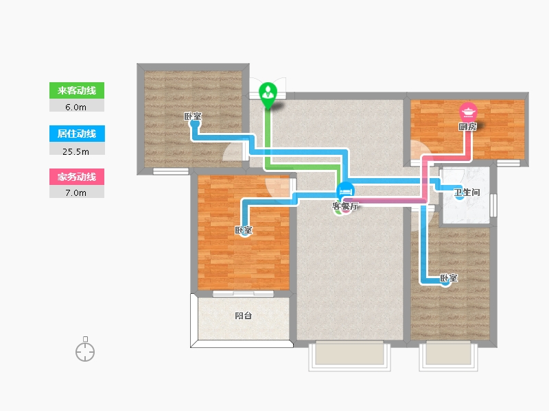 陕西省-宝鸡市-笙箫鹂苑-91.86-户型库-动静线