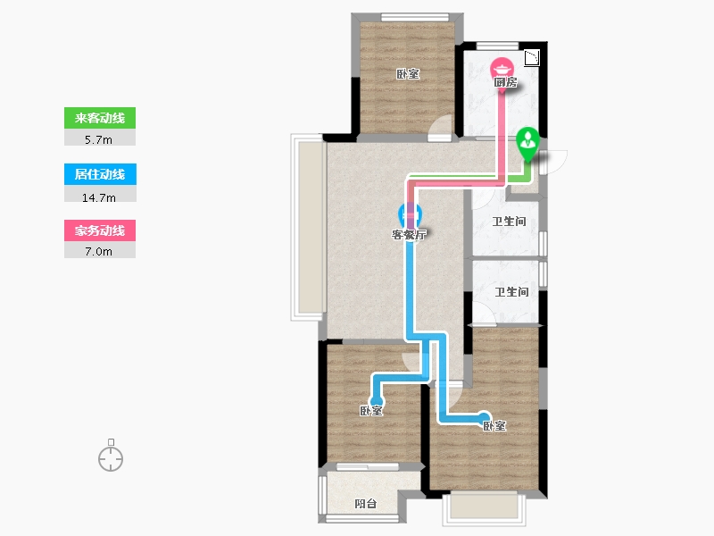 浙江省-杭州市-润枫东润紫园-83.00-户型库-动静线